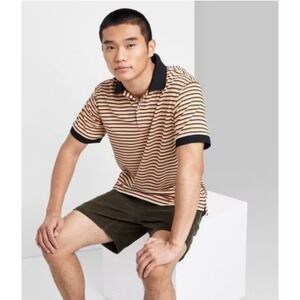 Origional Use NWT XXL/2X Multicolor Striped Polo Shirt ShortSleeve Collar Casual
